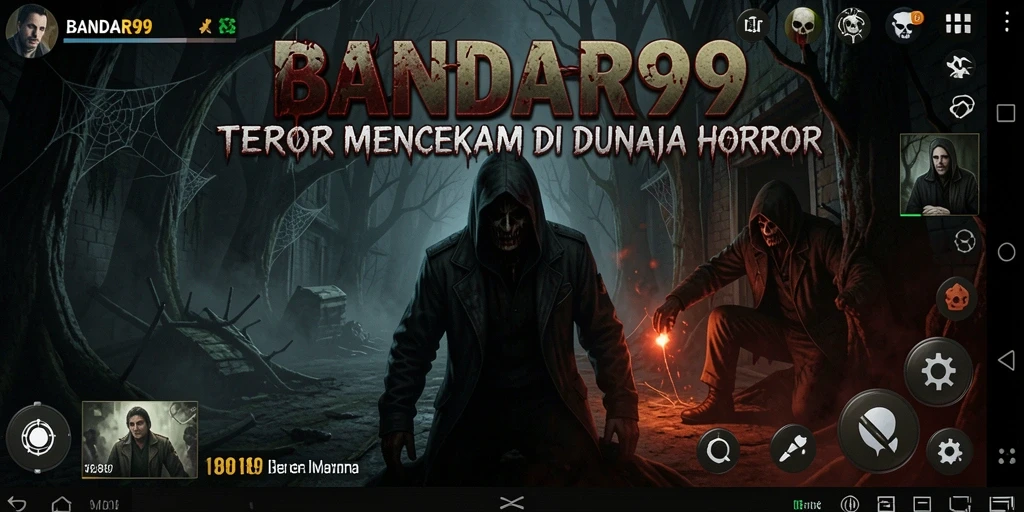 Screenshot gameplay BANDAR99 menunjukkan momen menakutkan di kegelapan.