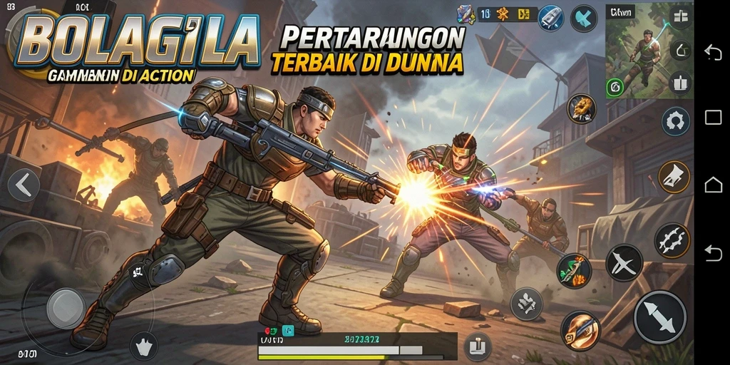 Tampilan gameplay BOLAGILA yang mendebarkan dan penuh aksi.