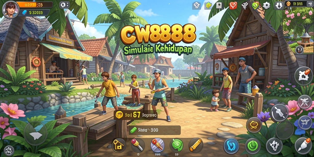 Tampilan gameplay CW8888 yang menarik dalam simulasi kehidupan.