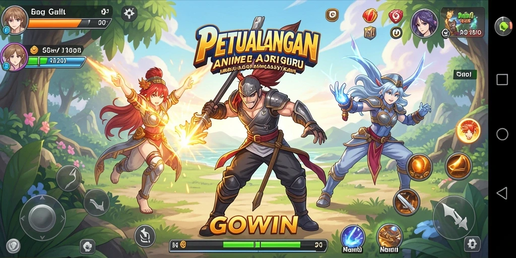 Tampilan gameplay GOWIN yang penuh warna dan menarik.