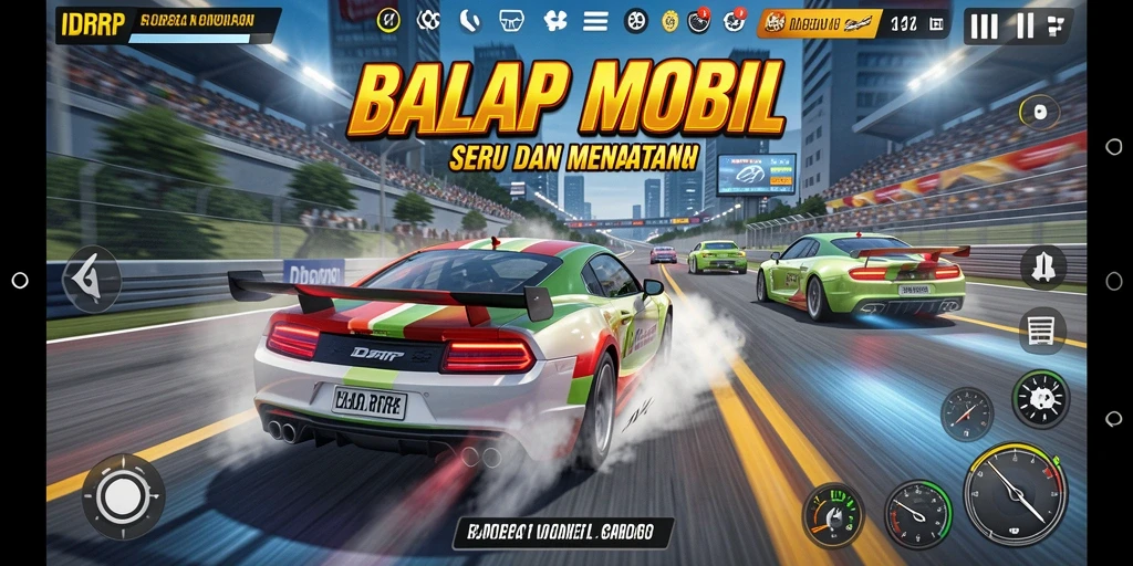 Tampilan gameplay balap yang mendebarkan dan seru di IDRRP.
