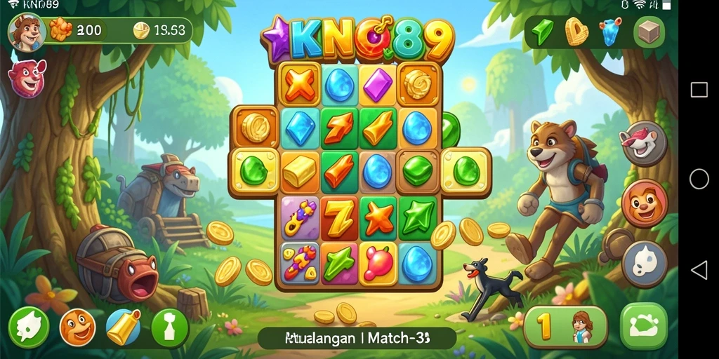 Tampilan gameplay seru dalam KNO89 yang penuh warna.