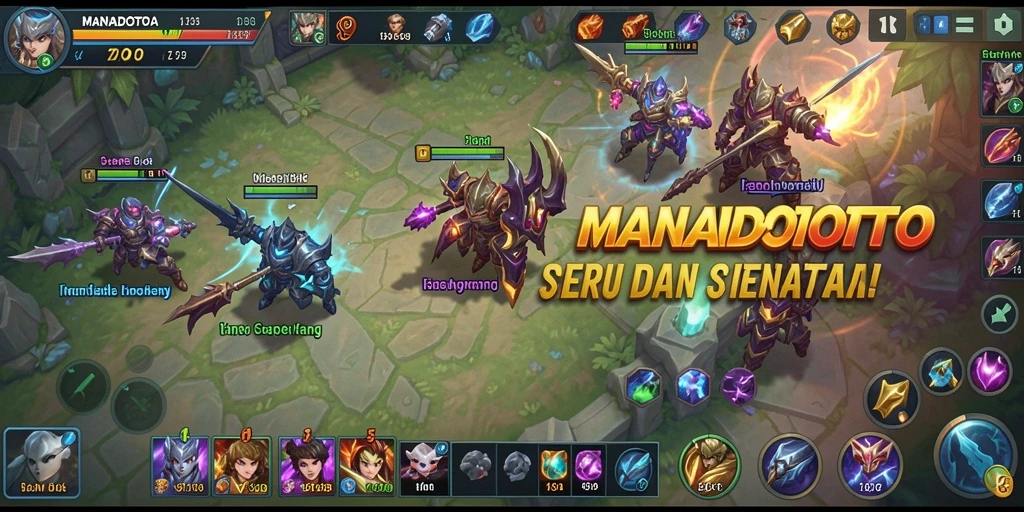 Tangkapan layar gameplay seru dari MANADOTOTO dengan aksi pertempuran tim.