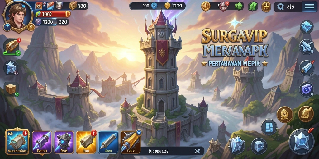 Gameplay <strong>SURGAVIP</strong> menampilkan pertahanan menara yang intens dan strategis.
