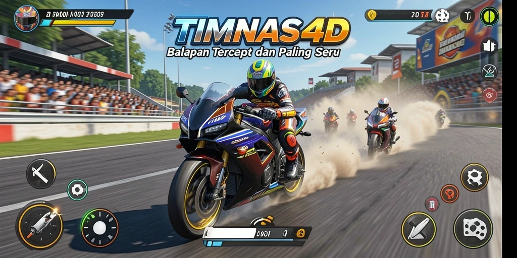 Tampilan gameplay seru TIMNAS4D dengan balapan motor yang mendebarkan.