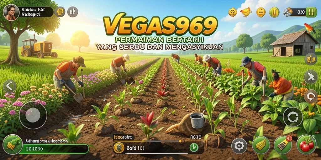 Tangkapan layar menunjukkan momen seru gameplay bertani di VEGAS969.